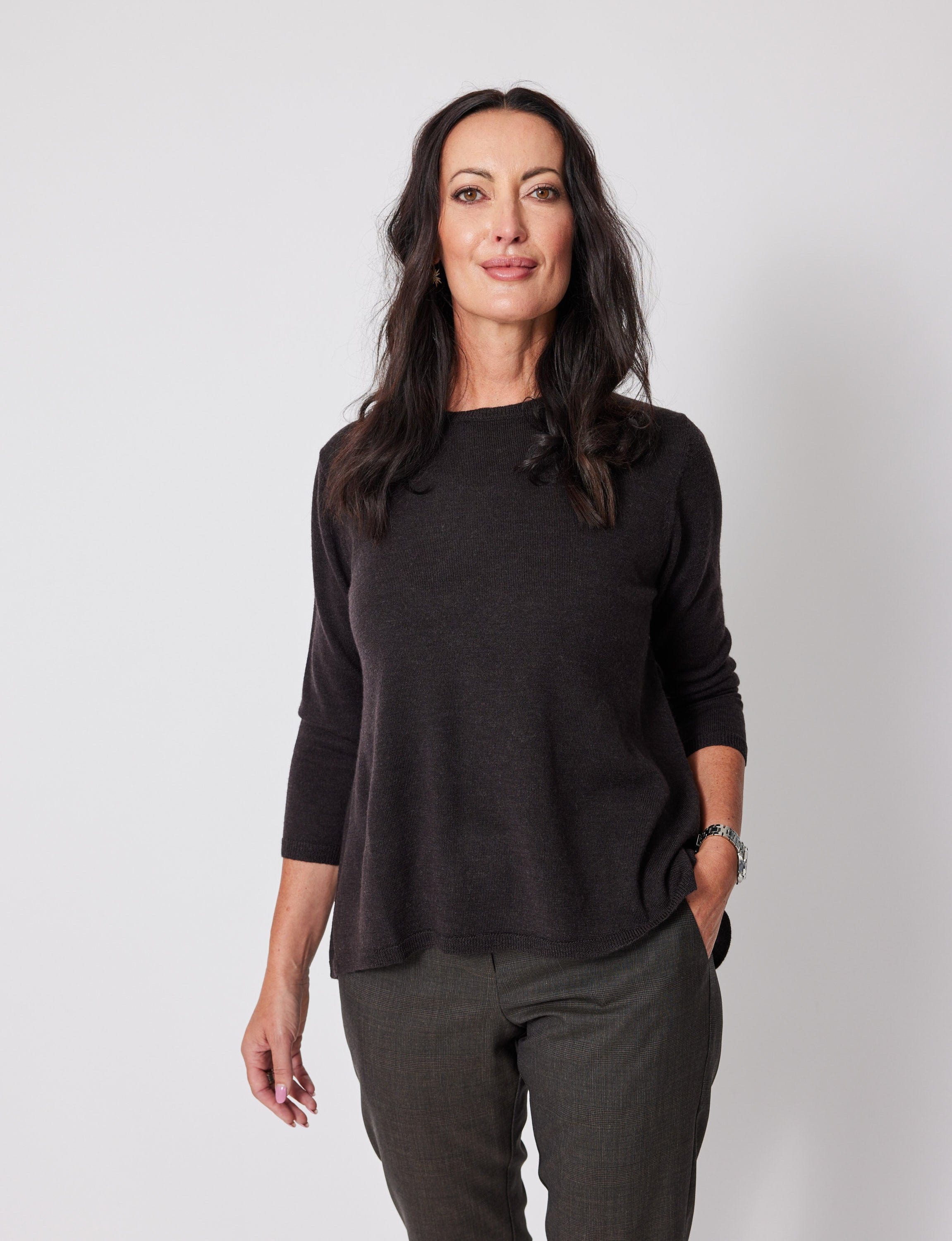 Lindsay Nicholas New York Sweaters Wellesley Sweater in Espresso