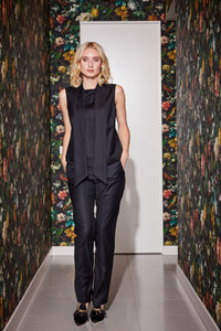 Lindsay Nicholas New York TOP Bow Blouse in Black