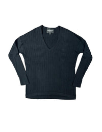 Lindsay Nicholas New York Sweaters V-Neck Cable Sweater in Black