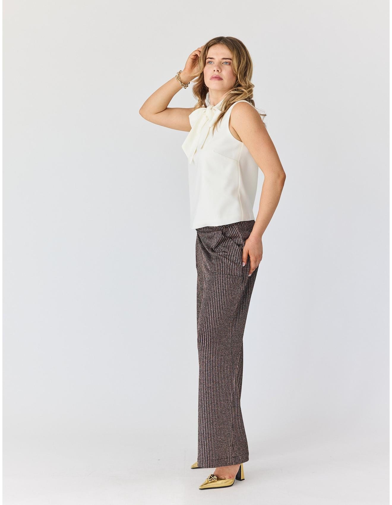 Lindsay Nicholas New York Pants Disco Glitter Pants in Bronze