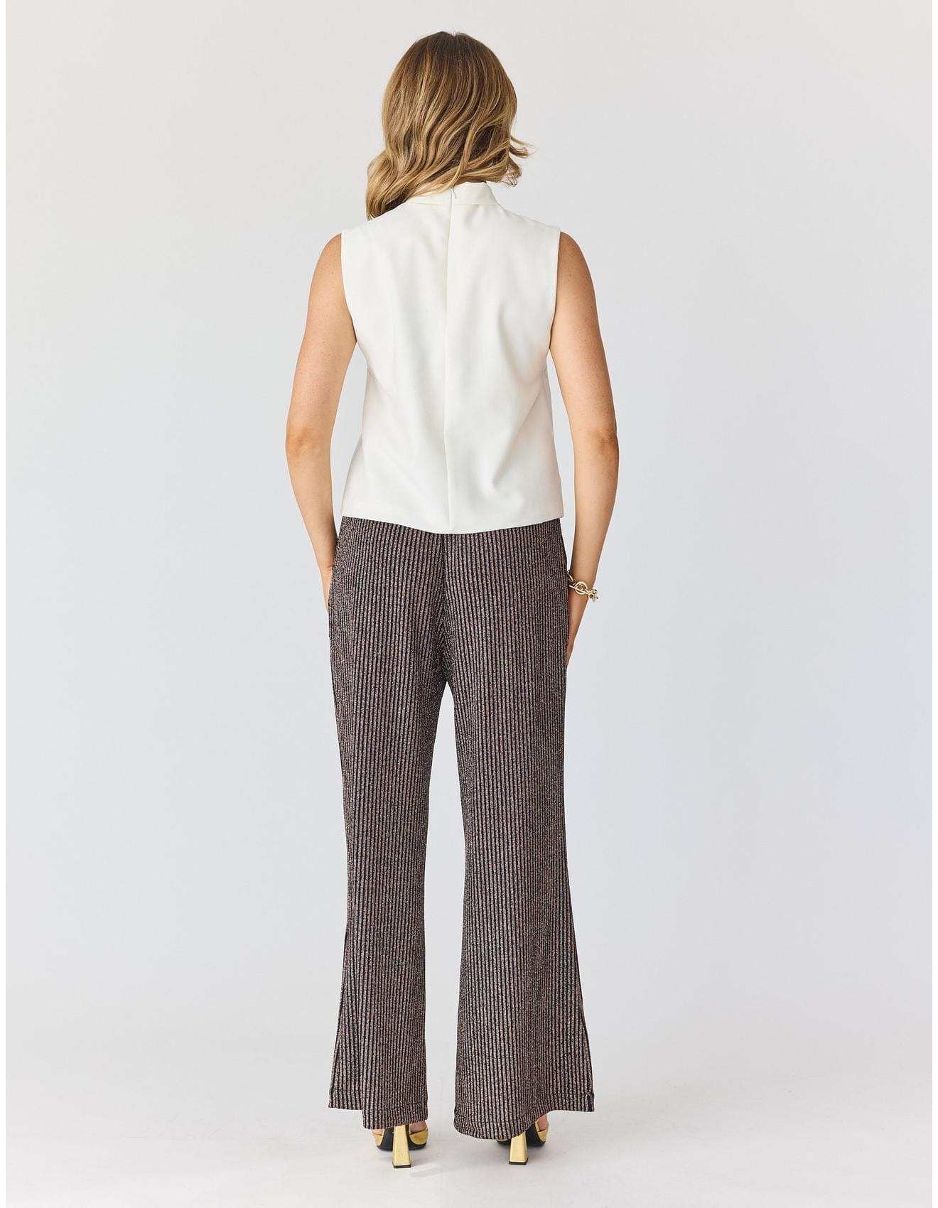 Lindsay Nicholas New York Pants Disco Glitter Pants in Bronze