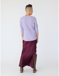 Lindsay Nicholas New York Sweaters V-Neck Cable Sweater in Crocus