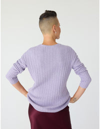 Lindsay Nicholas New York Sweaters V-Neck Cable Sweater in Crocus
