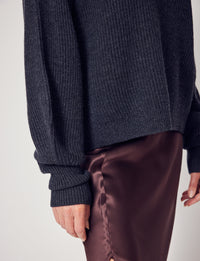 Lindsay Nicholas New York Sweaters Sculptured Sleeve Sweater in Light Grey