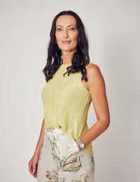 Lindsay Nicholas New York TOP Laura Sleeveless Crewneck in Sunflower Shimmer