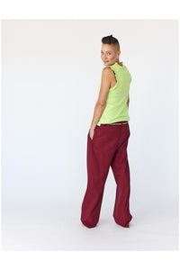 Lindsay Nicholas New York Apparel & Accessories Faux Rise Pant in Maroon