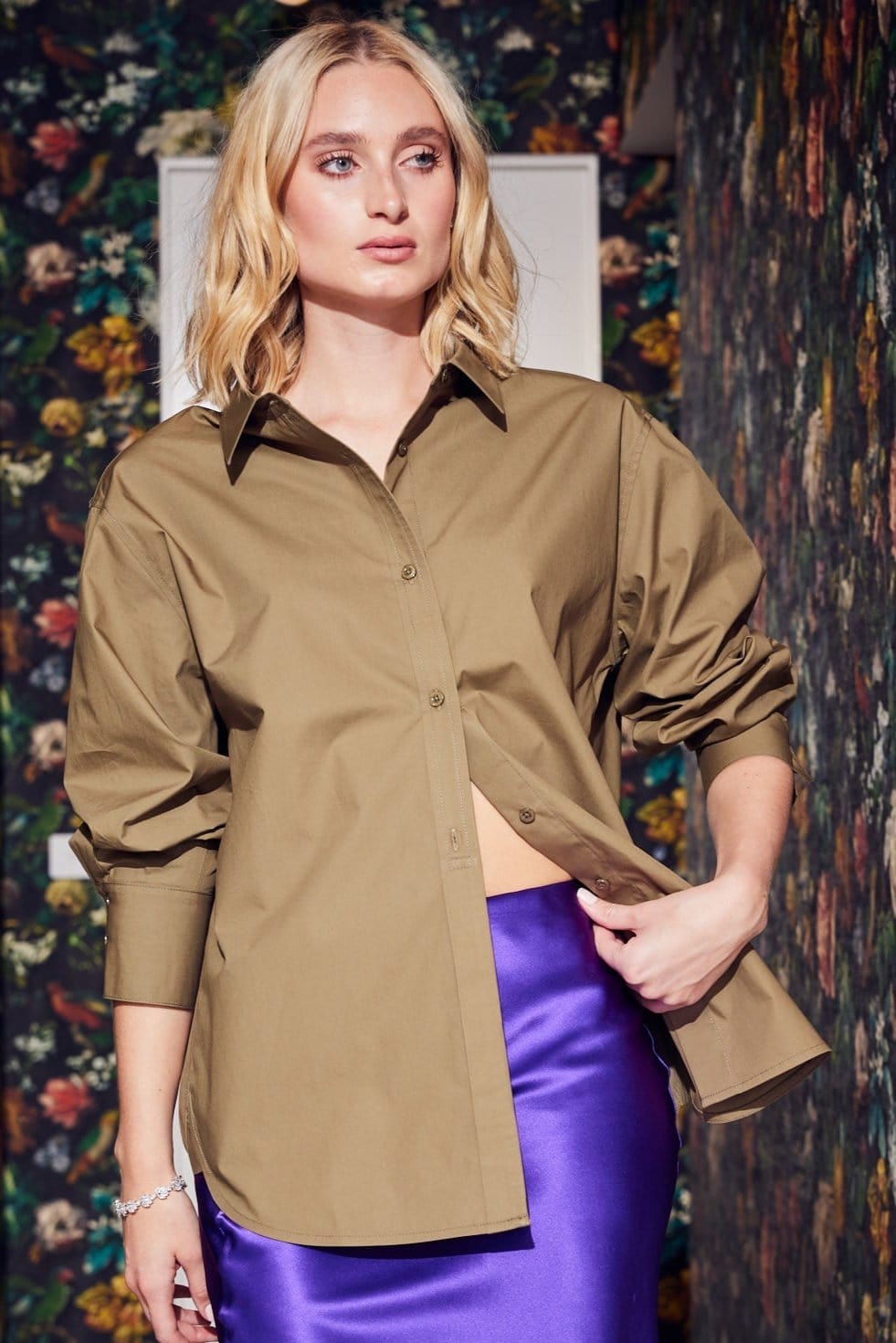 Lindsay Nicholas New York Shirts & Tops Marcia Oversized Shirt in Olive