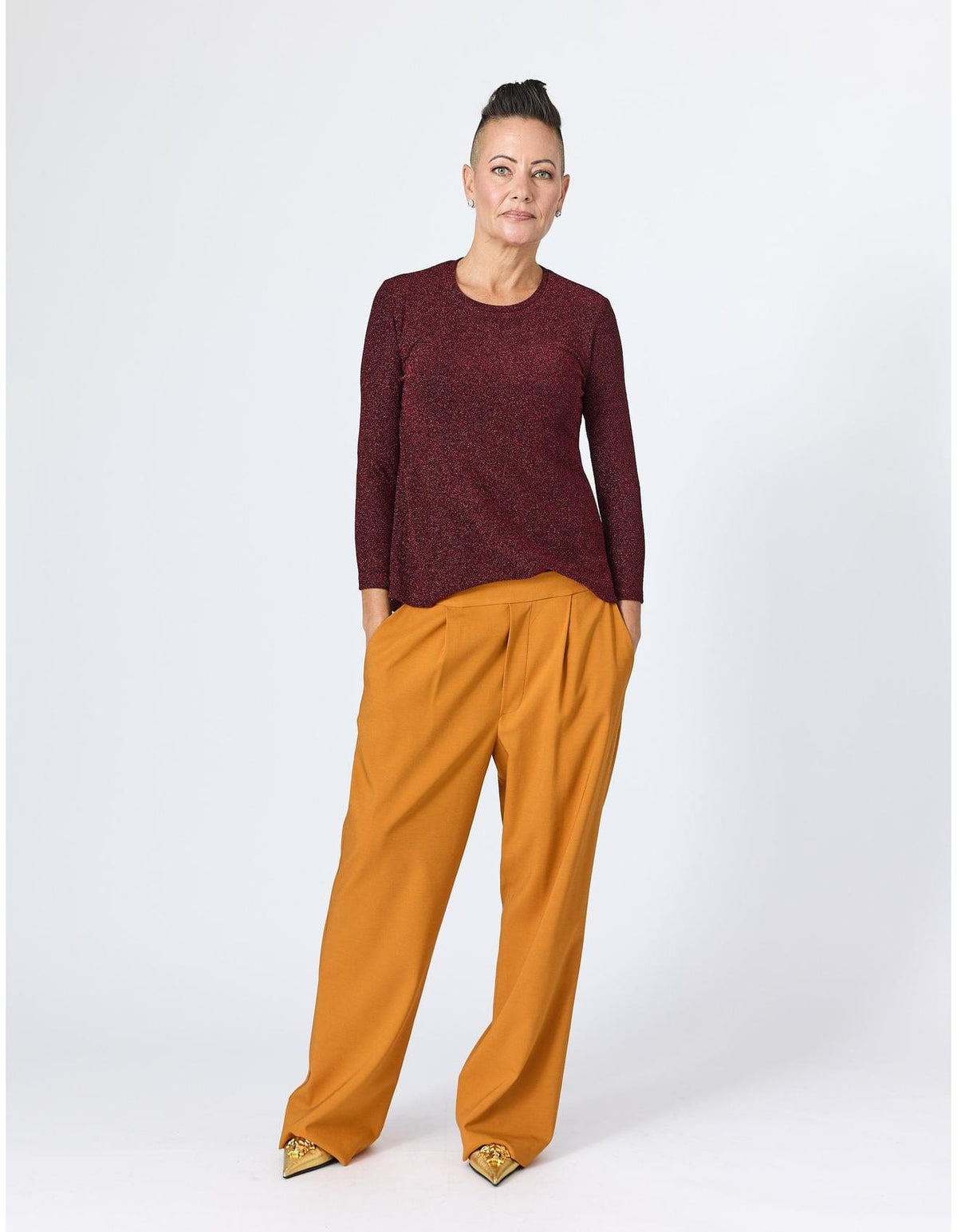 Lindsay Nicholas New York Apparel & Accessories Faux Rise Pant in Marigold