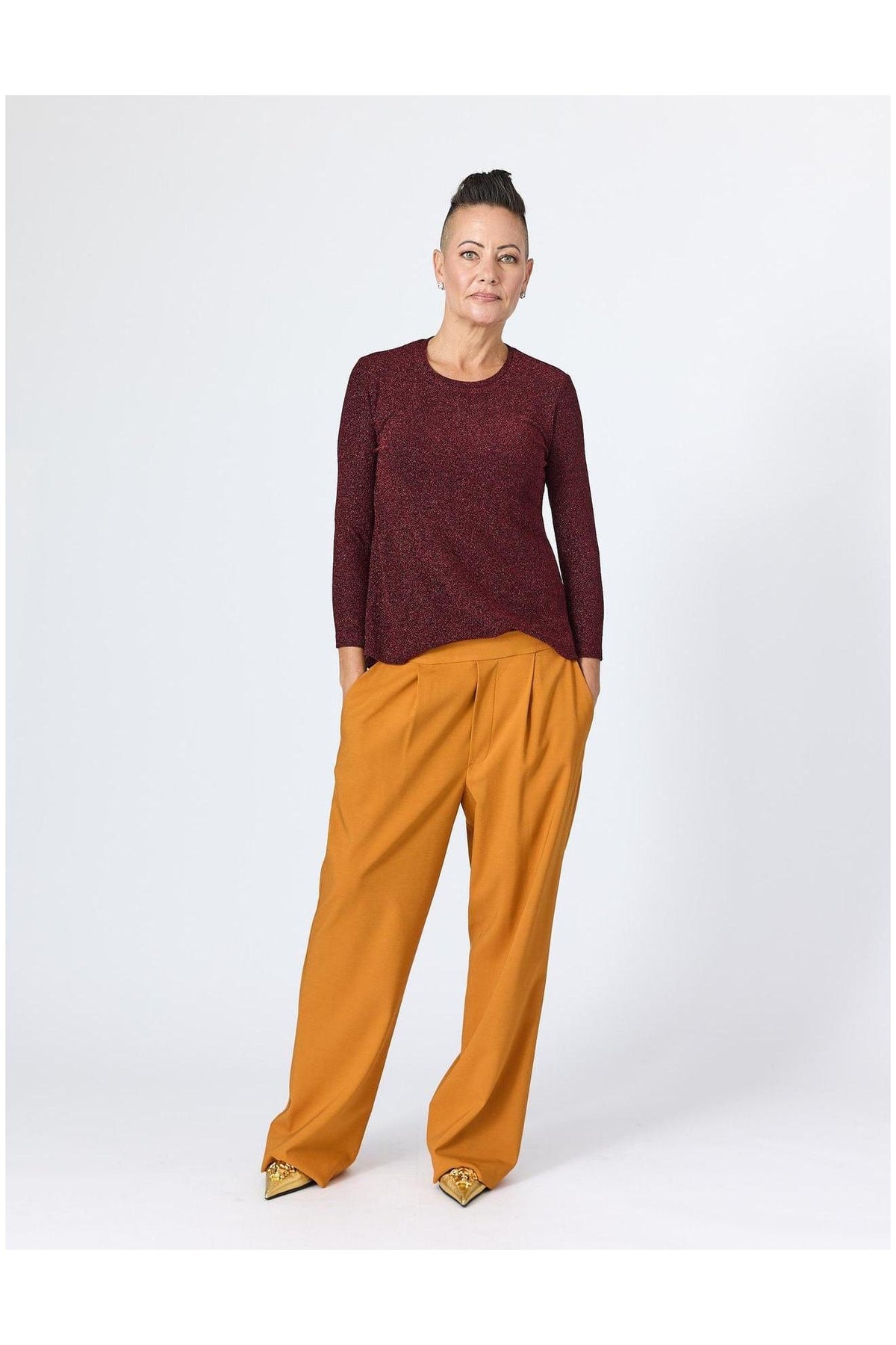 Lindsay Nicholas New York Apparel & Accessories Faux Rise Pant in Marigold