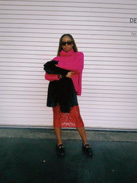 Lindsay Nicholas New York SKIRTS Lace Skirt in Crimson Rose