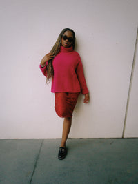 Lindsay Nicholas New York SKIRTS Lace Skirt in Crimson Rose