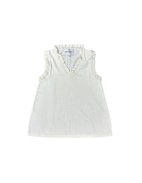 Lindsay Nicholas New York Top Frill V-Neck Shell in Creme