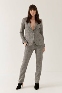Lindsay Nicholas New York Pant Trousers Elizabeth Trouser in Grey/Burgundy Tropical Weight Wool
