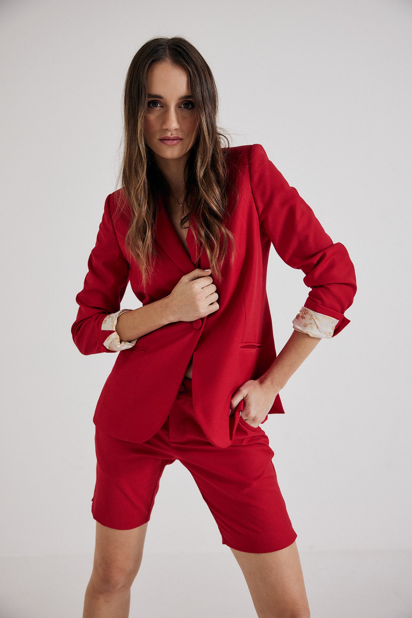 Elizabeth Short in Classic Red -Women's Luxury Tailored Shorts