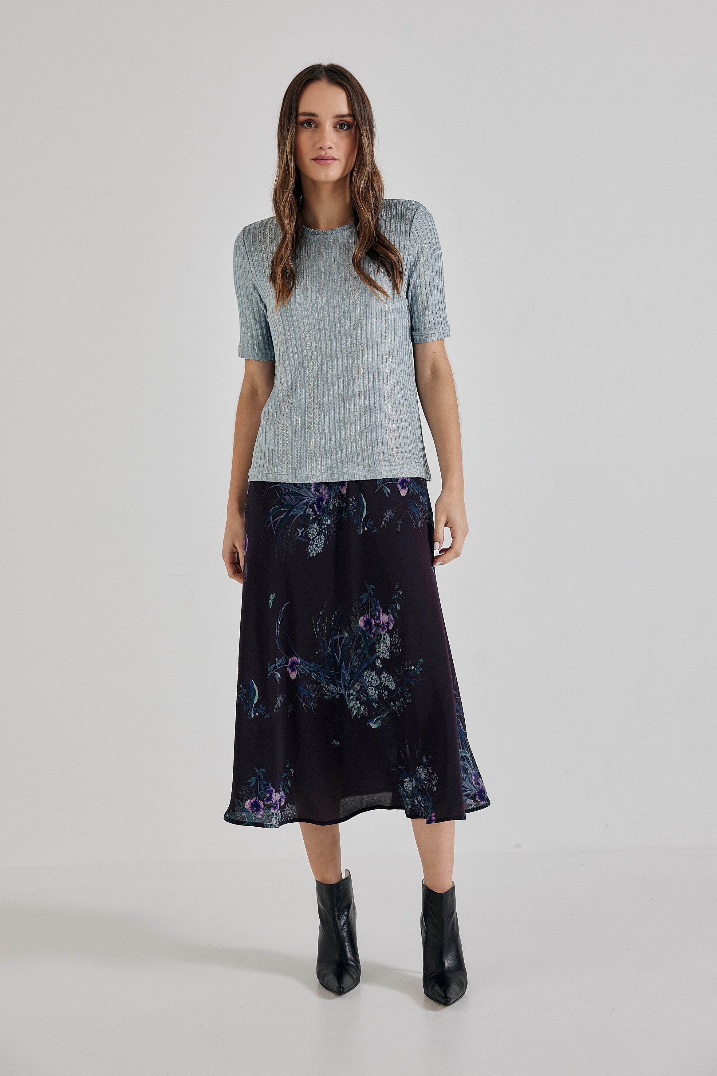 Mint silk store midi skirt