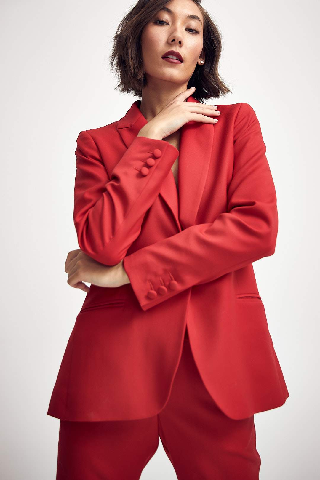 Elizabeth Jacket in Classic Red -Luxury Suiting – Lindsay Nicholas New York