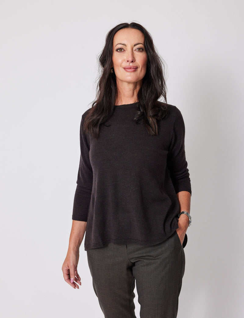 Lindsay Nicholas New York Sweaters Wellesley Sweater in Espresso