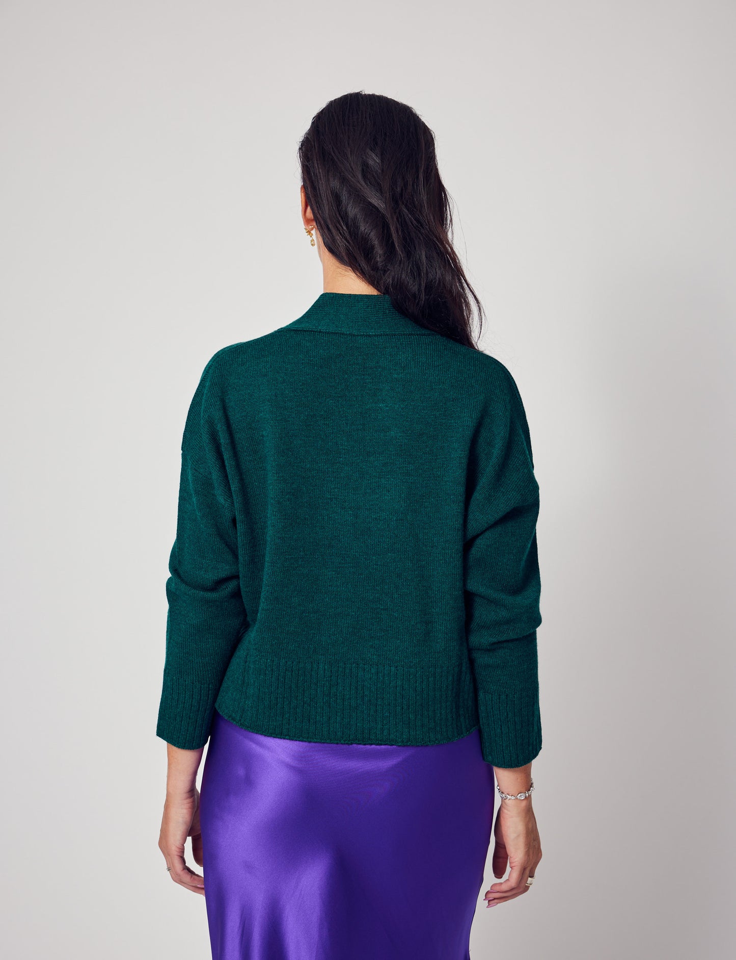 Cropped Cardigan in Emerald