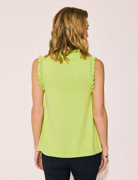 Lindsay Nicholas New York Top Frill V-Neck Shell in Lime