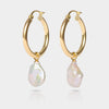 Cove Fine Jewelry Earrings Medium Hoop & Large Pearl White Oyster