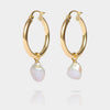 Cove Fine Jewelry Earrings Medium Hoop & Small White Pearl Oyster