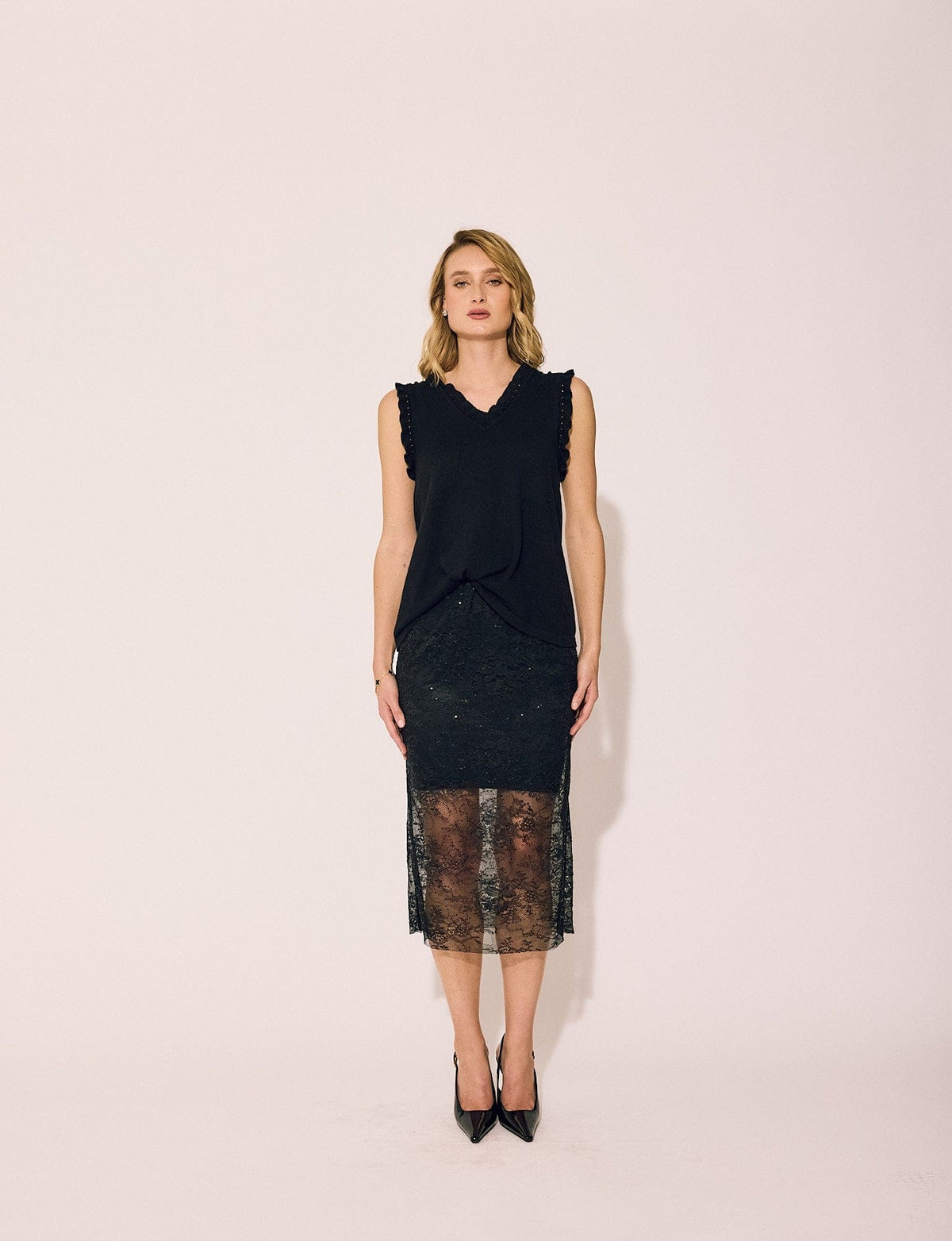 Lindsay Nicholas New York SKIRTS Lace Skirt in Black