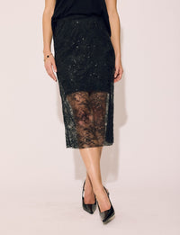Lindsay Nicholas New York SKIRTS Lace Skirt in Black