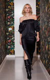 Lindsay Nicholas New York Maxi Skirt Silk Slit Skirt in Black