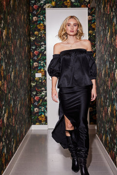 Lindsay Nicholas New York Shirts & Tops Off the Shoulder Top in Black