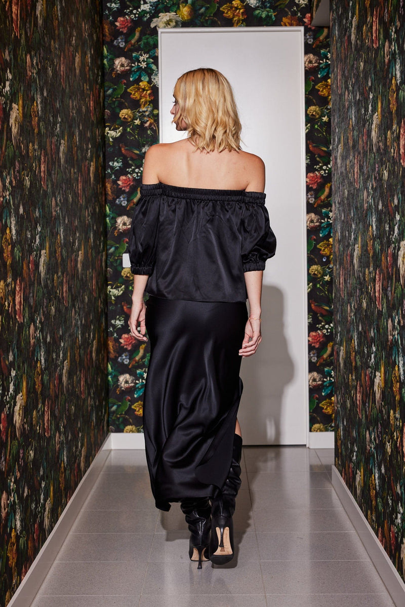 Lindsay Nicholas New York Shirts & Tops Off the Shoulder Top in Black