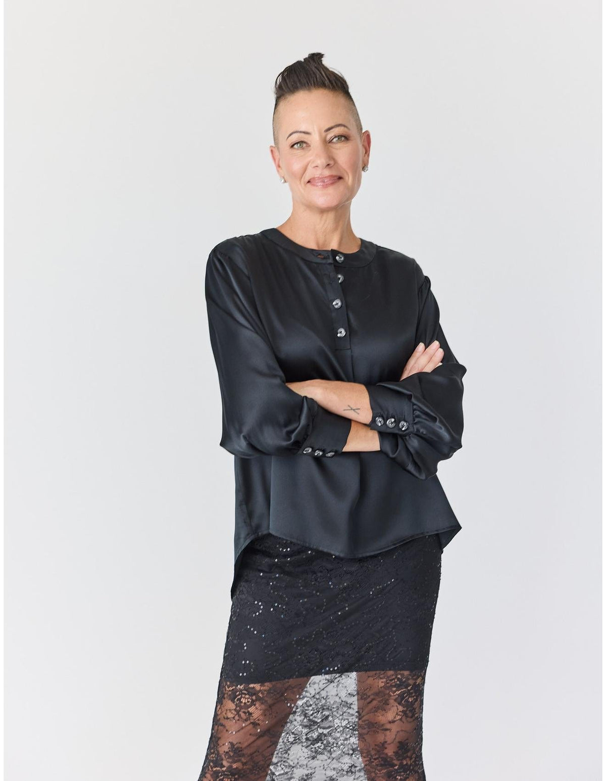 Lindsay Nicholas New York SKIRTS Lace Skirt in Black with Black Slip