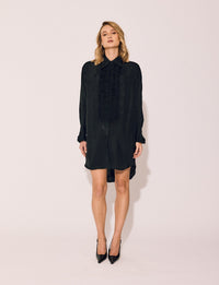 Lindsay Nicholas New York DRESS Tuxedo Shirt Dress in Black