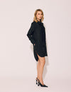 Lindsay Nicholas New York DRESS Tuxedo Shirt Dress in Black