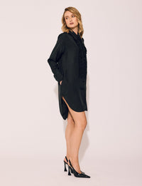 Lindsay Nicholas New York DRESS Tuxedo Shirt Dress in Black