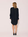 Lindsay Nicholas New York DRESS Tuxedo Shirt Dress in Black