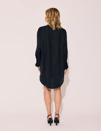 Lindsay Nicholas New York DRESS Tuxedo Shirt Dress in Black