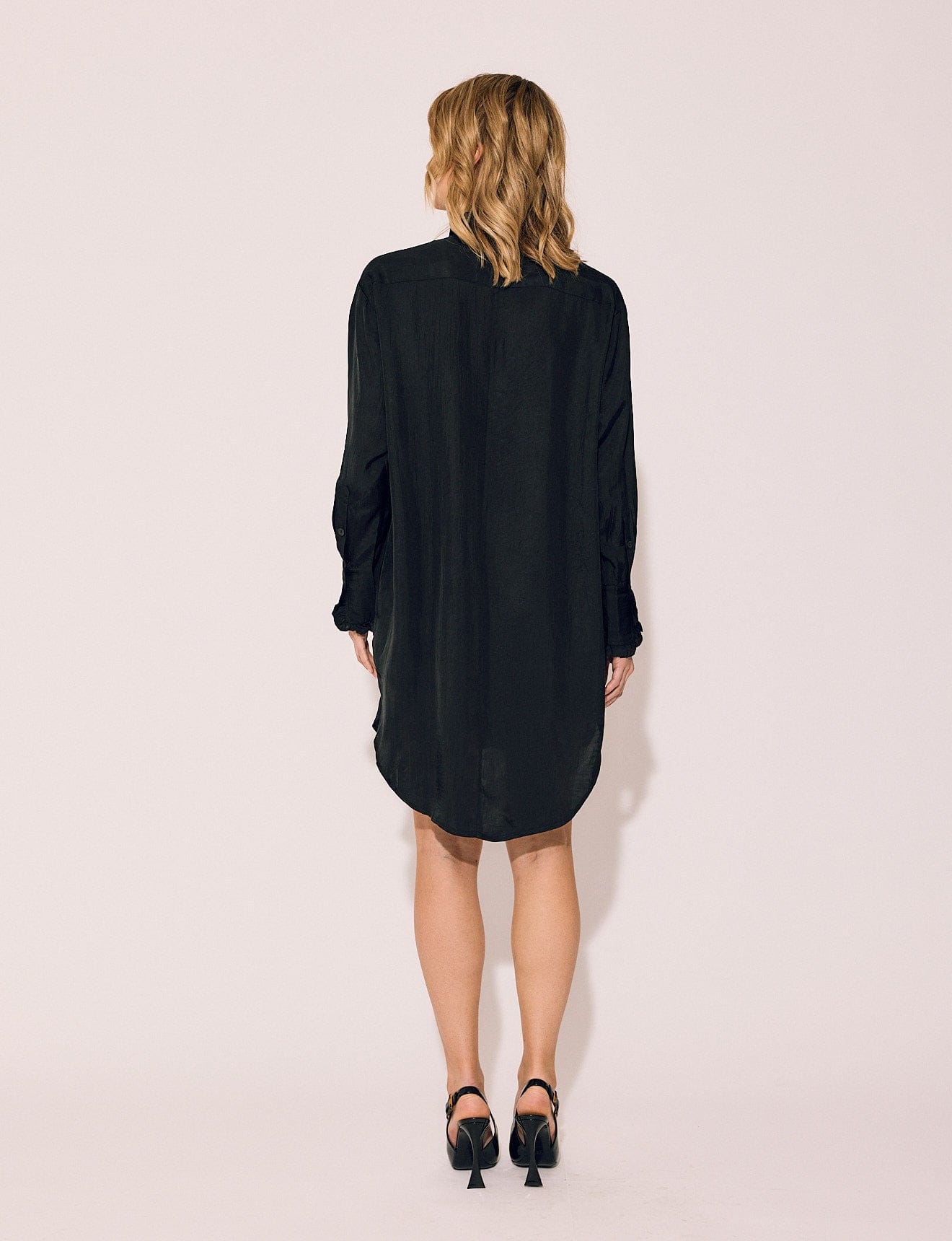 Lindsay Nicholas New York DRESS Tuxedo Shirt Dress in Black