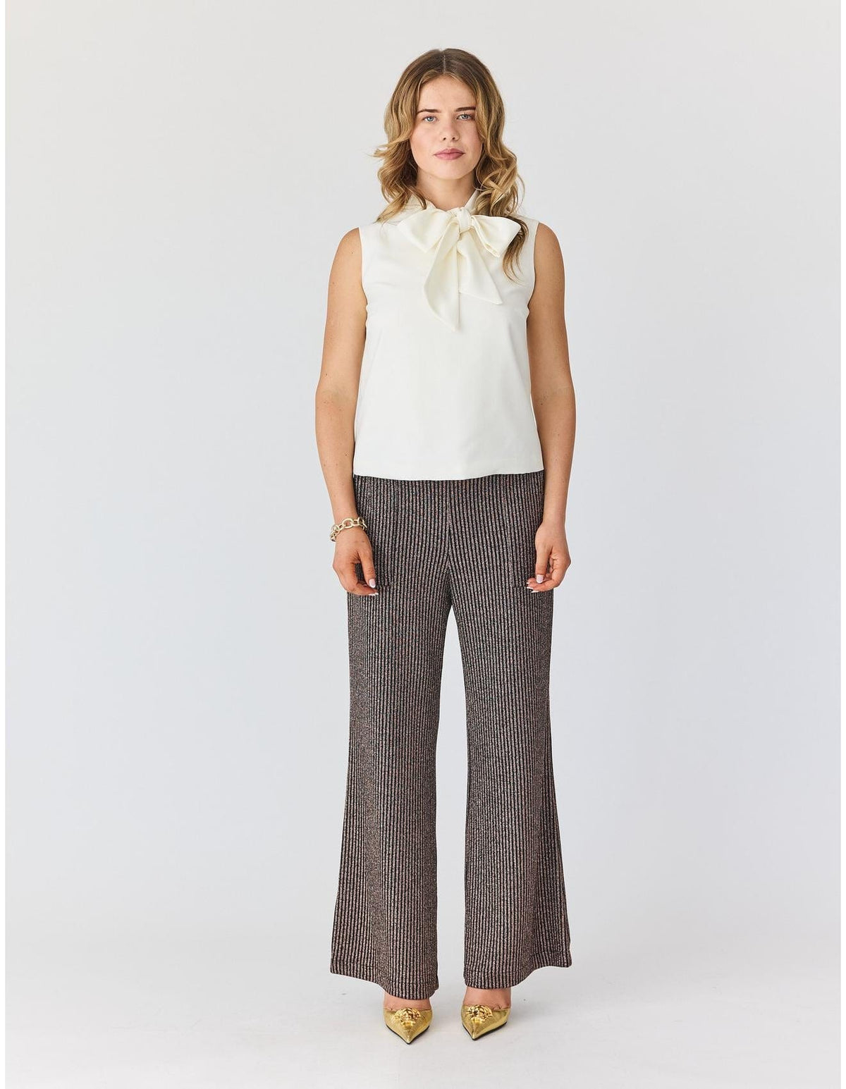Lindsay Nicholas New York Pants Disco Glitter Pants in Bronze
