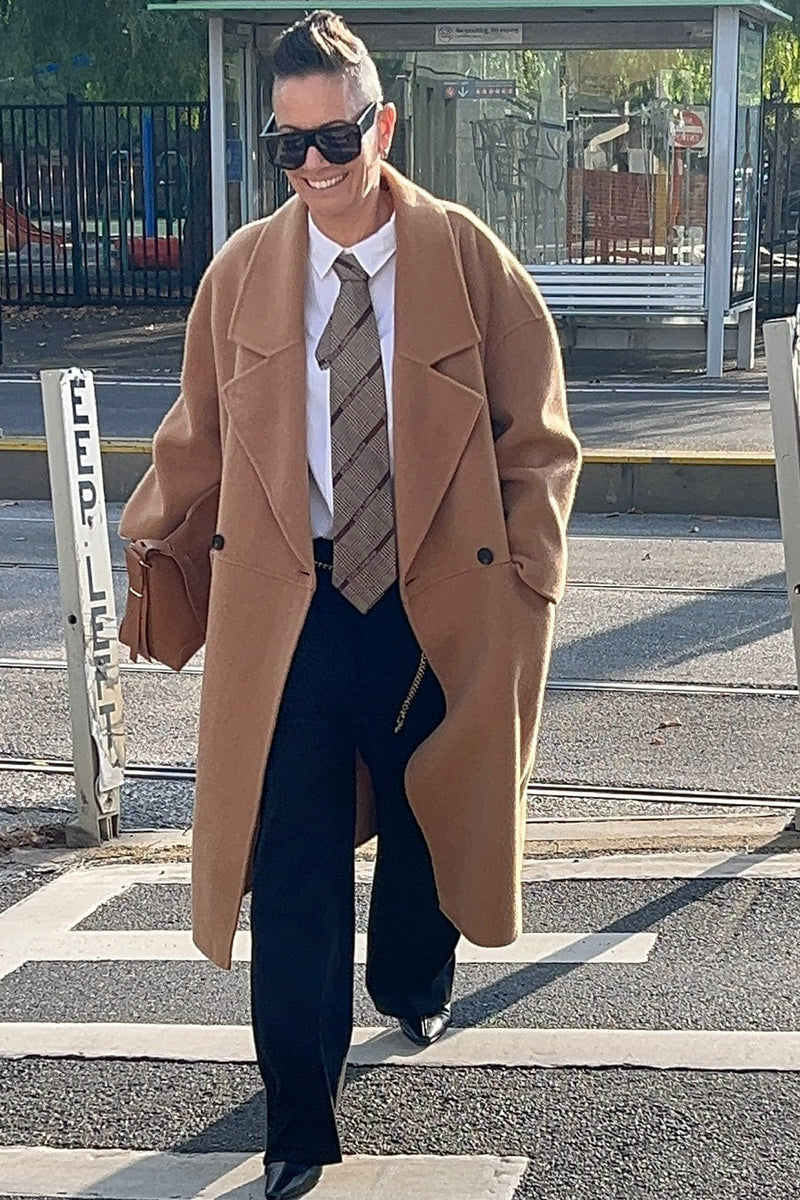 Lindsay Nicholas New York Broadway Coat in Camel