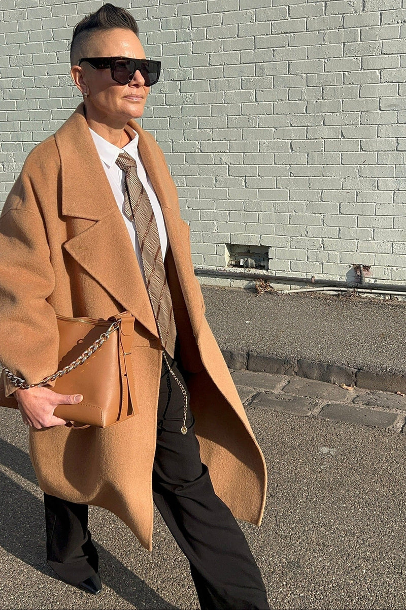 Lindsay Nicholas New York Broadway Coat in Camel