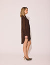 Lindsay Nicholas New York DRESS Tuxedo Shirt Dress in Chocolate