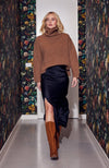 Lindsay Nicholas New York Maxi Skirt Silk Slit Skirt in Black