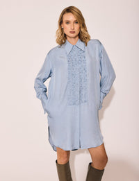 Lindsay Nicholas New York DRESS Tuxedo Shirt Dress in Chambray