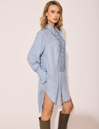 Lindsay Nicholas New York DRESS Tuxedo Shirt Dress in Chambray