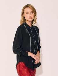 Lindsay Nicholas New York TOP Tuxedo Blouse in Black