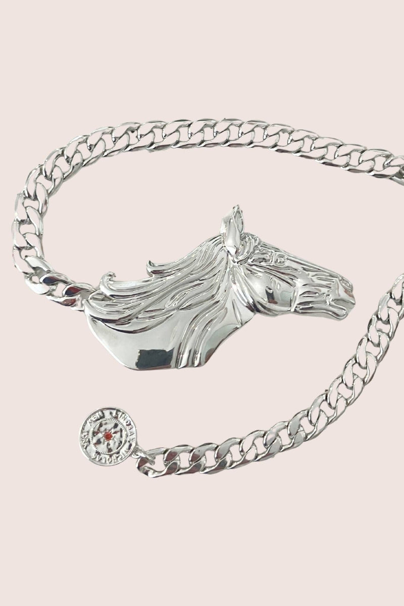 Lindsay Nicholas New York acceso Fire Horse Chain Belt in Silver