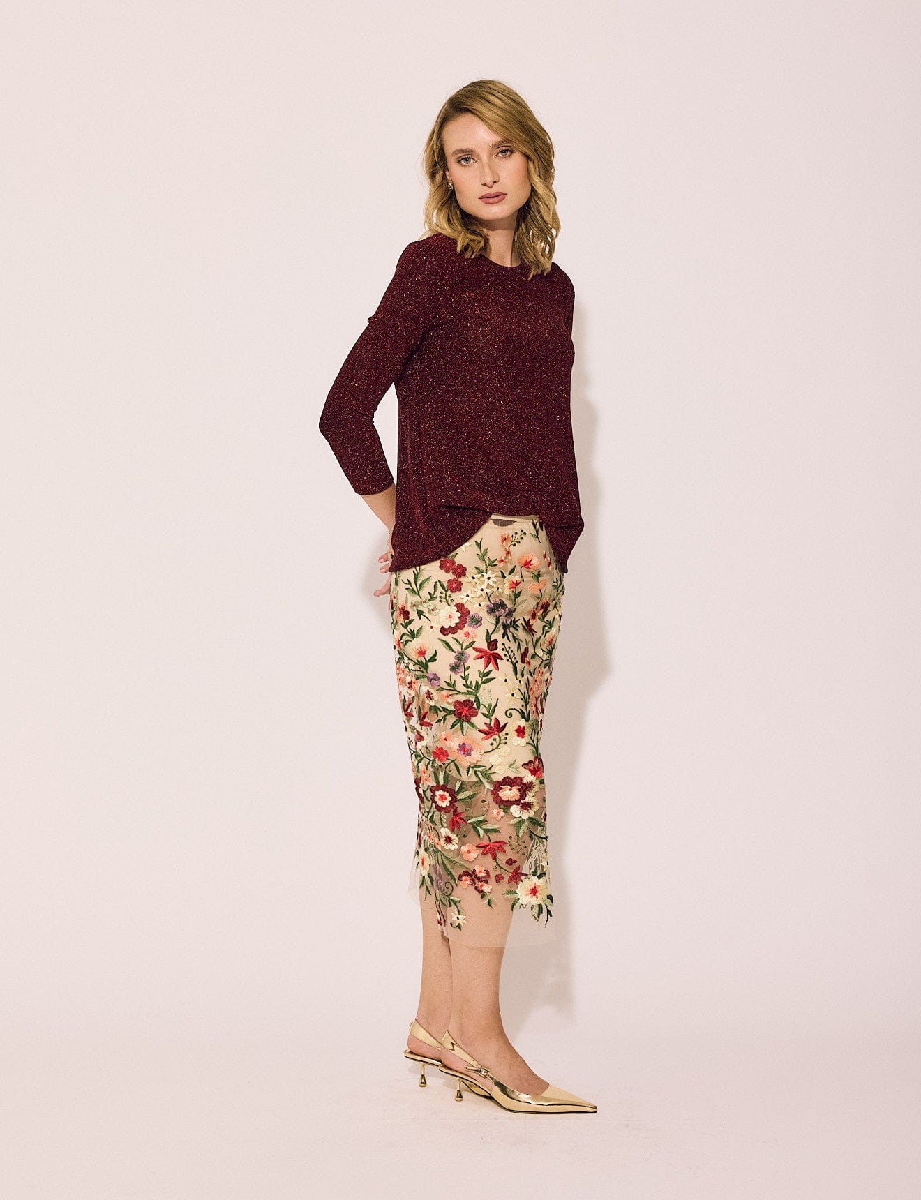 Lace Skirt in Floral with Slip | Lindsay Nicholas Skirts – Lindsay
