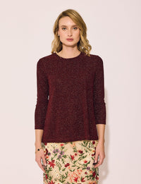 Lindsay Nicholas New York TOP Disco Glitter Bracelet Sleeve Top in Shiraz