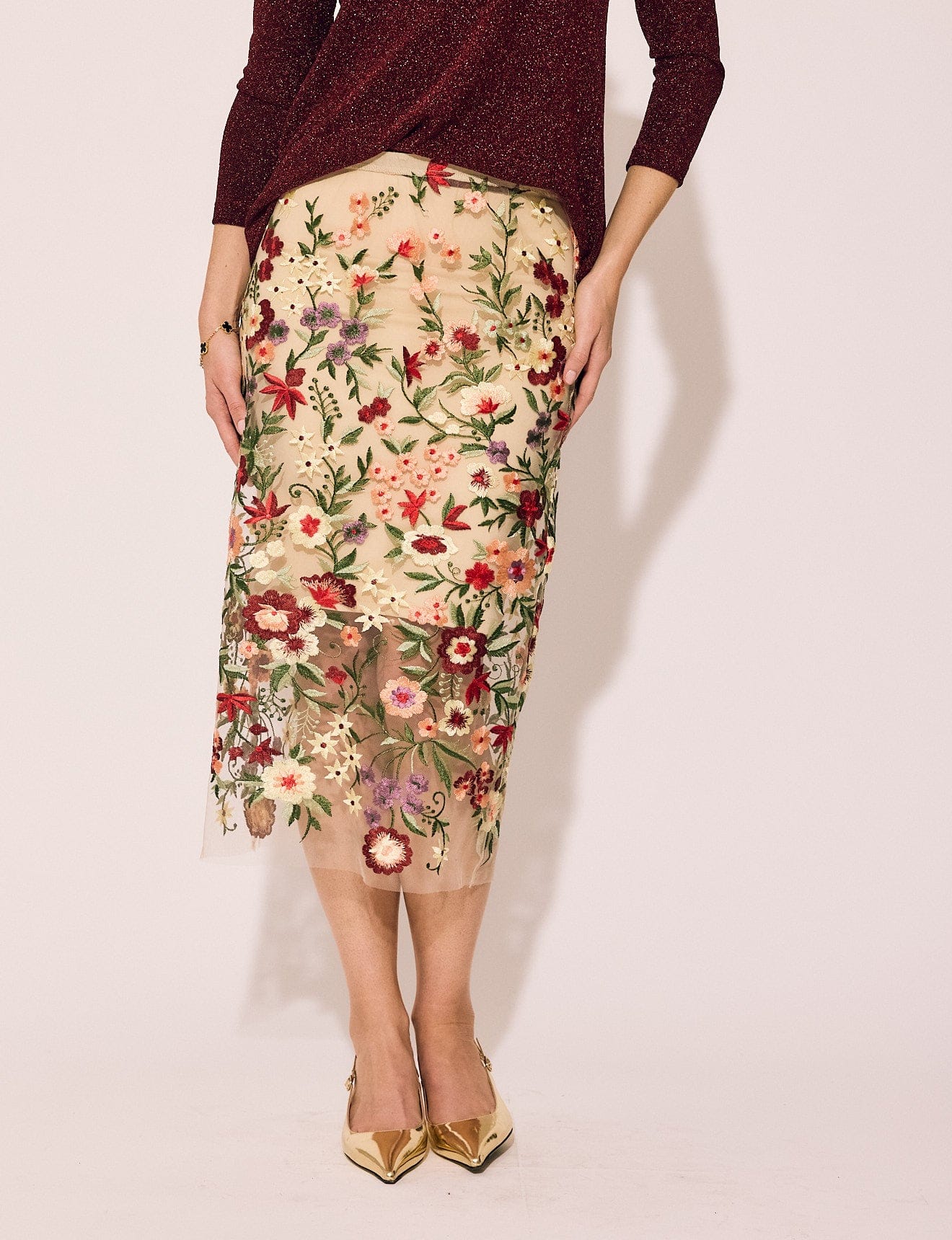 Lace Skirt in Floral with Slip | Lindsay Nicholas Skirts – Lindsay