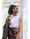 Lindsay Nicholas New York Top Frill Crewneck Shell in Crocus